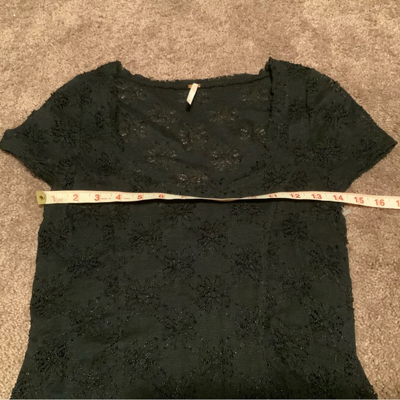 Free People Square Neck Floral Lace Dress Black Size S/P  Raw Edges, fully lined - Picture 5 of 6